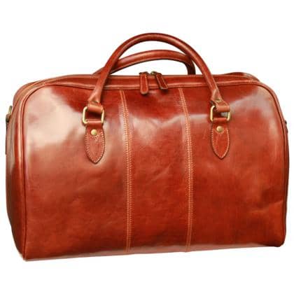 old angler leather duffle